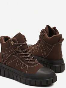 Damen weiche, kuschelige Trapper Stiefel - Lässig Winterstiefel - Braun - Übersicht 6