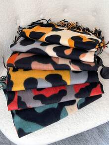 1 pieza Nuevo estilo de imitación de cachemira Chal grande con estampado de leopardo colorido y cálido, chal/manta versátil y de moda con flecos cortos para mujer, perfecto para viajar, fiestas, salas con aire acondicionado y regalo familiar para vestir en otoño e invierno - Estampado de leopardo colorido - Ver 12