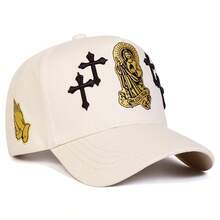 1 件男士圣裘德十字刺绣卡车司机帽，街头时尚 5 片帽，户外防晒休闲帽，适合春季、秋季、旅行、海滩 - 彩色 - 查看 8