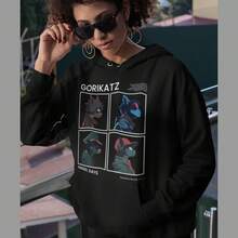 Sudadera Para Dama Con Capucha y Cangurera Gorikatz Gatos Hoodie Para Mujer - Negro - Ver 2