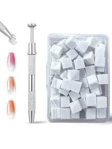 101pcs White Mini Replaceable Nail Art Sponges, Nail Art Sponge Metal Grabbers, Nail Art Gradient Sponges, Nail Art Sponge Set For Gradient Color Nail Art Sponges DIY Nail Art Tools Nail Art Supplies Nail Art Accessories