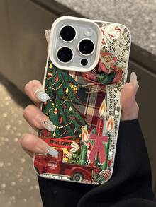 1 Stück Weihnachtsbaum & Kerzen Muster Klassisch Retro Patchwork Ästhetisch Stylisches Handyhülle, geeignet als Geburtstags-, Feiertags-Geschenk für Freunde, Familie, Paare, Lychee-Textur staubdicht wasserdicht Soft-Schale kompatibel mit iPhone/// 17/16/15/14/13/12/11/Pro/ProMax/X/XR/XS/XSMAX/7/8/PLUS - Verschiedenfarbig - Übersicht 4