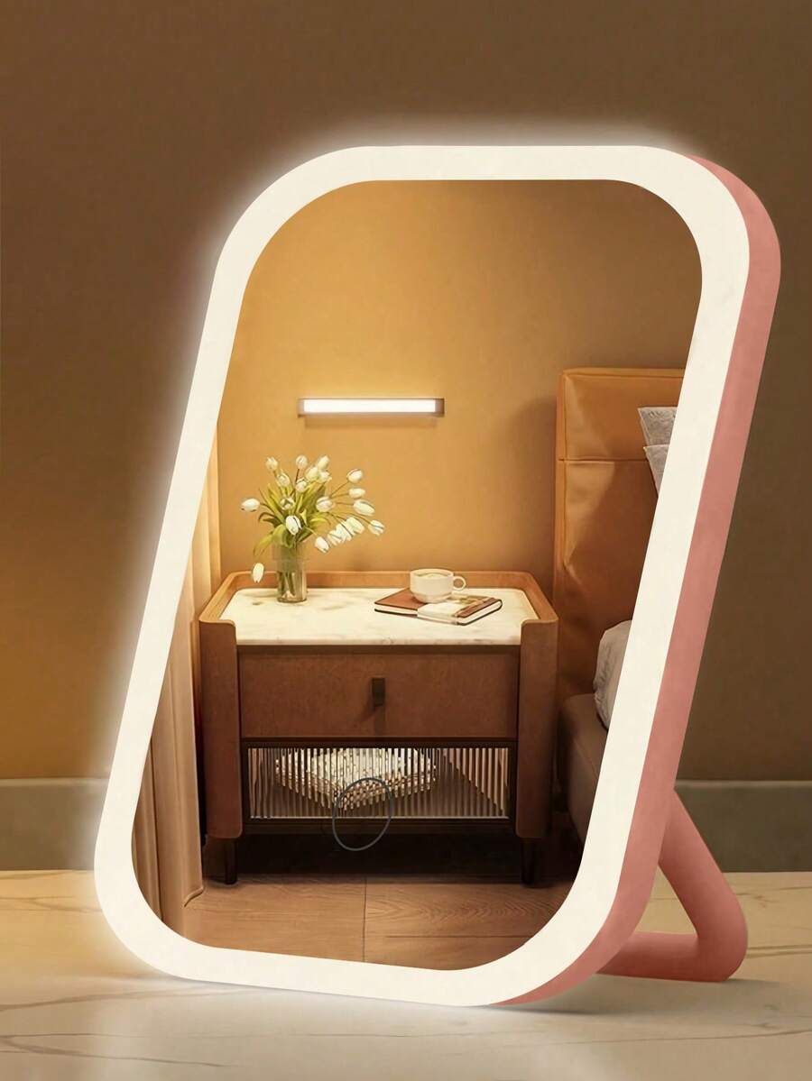 LED Makeup Mirror, 3 Lighting Modes, Touch Control, Portable Stand, Foldable & Compact, Travel Makeup Mirror, Rechargeable Portable LED Makeup Mirror, Great Christmas Gift For Women