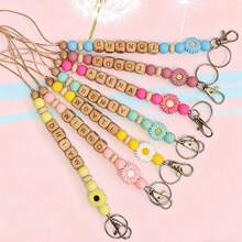 [Custom-Made] 1pc Daisy Handmade Wooden Beads Keychain/Bag Chain Personalized Mother's Day Gift Christmas Gift Girl's Gift Lanyard - Multicolor - View 3