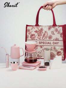 shoxil 1 件粉色咖啡礼盒 - 全套手冲咖啡套装（01 和 02 号）适合情人节和节假日 | 便携式旅行友好型设计，适合女士、情侣和咖啡爱好者的特别礼物 - 粉紅色套裝 - 查看 2