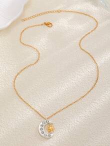 1 件简约时尚月亮和太阳吊坠项链，女士配饰，适合派对、宴会和节日 - 彩色 - 查看 5