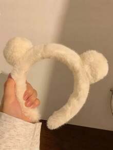 2 pièces/1 pièce Serre-tête mignon à oreilles de panda beige, accessoire de costume d'Halloween, de fête d'automne/hiver pour adultes et enfants, accessoire de cosplay