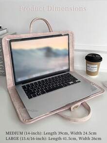 EIGIIS 1pc Slim Shockproof Laptop Sleeve For 14/15.6/16 Inch Notebook, Pink Business Carry Case For Women, Fashion Simple Portable Laptop Bag