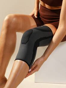 JINGBA SUPPORT 1件装男女通用运动弹力护膝套 - 透气压缩护膝，适合徒步、攀岩、篮球和日常健身 - 黑色 - 查看 4