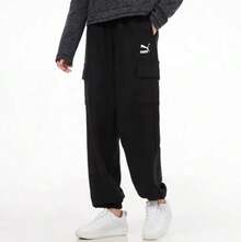 Puma 女士針織運動長褲寬鬆透氣束腳工裝褲