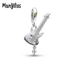 Manyilus Manyilus Original 1 Stück 925 Sterling Silber Anhänger Perlen Clips - mit Katzen Pfoten Abdruck, Oktopus, Delfin, Meeresschildkröte, Meeresfisch, Rose Herz Liebeswörter, Gitarre, Goldene Schokolade, Vierblättriges Kleeblatt, Hufeisen, Famas Hand Designs. Ein ausgezeichnetes Schmuckgeschenk für Familie, Freunde und Damen, ideal für Geburtstage, Valentinstag, Abschlusszeit, Strandaccessoires und Freundschaftstag.