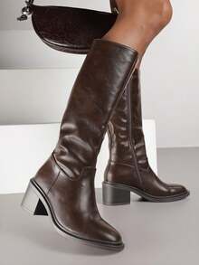 Elegant Knee High Boots For Women - Casual & Work - Winter - Brown - View 1