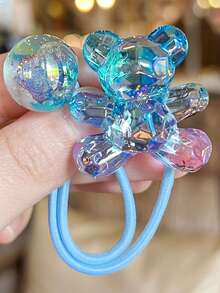 5pcs/1pc Colorful Cartoon Bear Hair Ties, Cute Candy Color Hair Scrunchies, High Elasticity Ponytail Holders, Harmless Hair Accessories, Random Color ,Makeup ,Hair Elastics ,Hair Rubber Bands ,Hair Rope Head Accessories