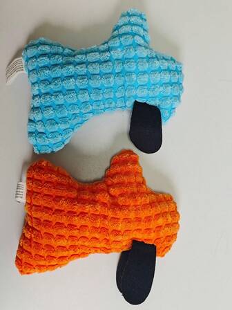2pcs/1pc Pet Plush Squeaky Toys, Blue And Orange