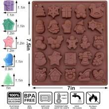 1 件 25 腔圣诞硅胶模具，不粘巧克力果冻蛋糕烘焙模具圣诞树姜饼男士圣诞老人圣诞节圣诞装饰品圣诞睡衣圣诞礼物圣诞装饰 - 彩色 - 查看 3