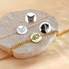 1pc Customized Pet Portrait Bracelet Dog Mom Pet Portrait Custom Bracelet Engraved Cat Portrait Pet Memorial Gift Pet Lover Gift