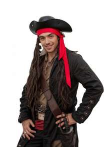 1pc/2pcs Vintage Pirate Hat, Triangular Pirate Hat, Suitable For Decorating Various Parties, Top Hat, Movie Costume Hat, Clown Hat, Irish Dance Costume, Etc. - Black - View 5