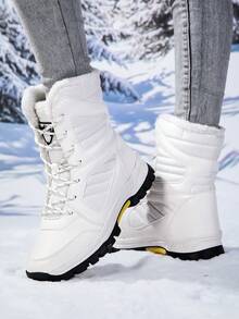 Women's Outdoor Casual Sports Boots, Lace-Up High-Top Boots, Warm Snow Boots, Mid-Calf Winter Shoes