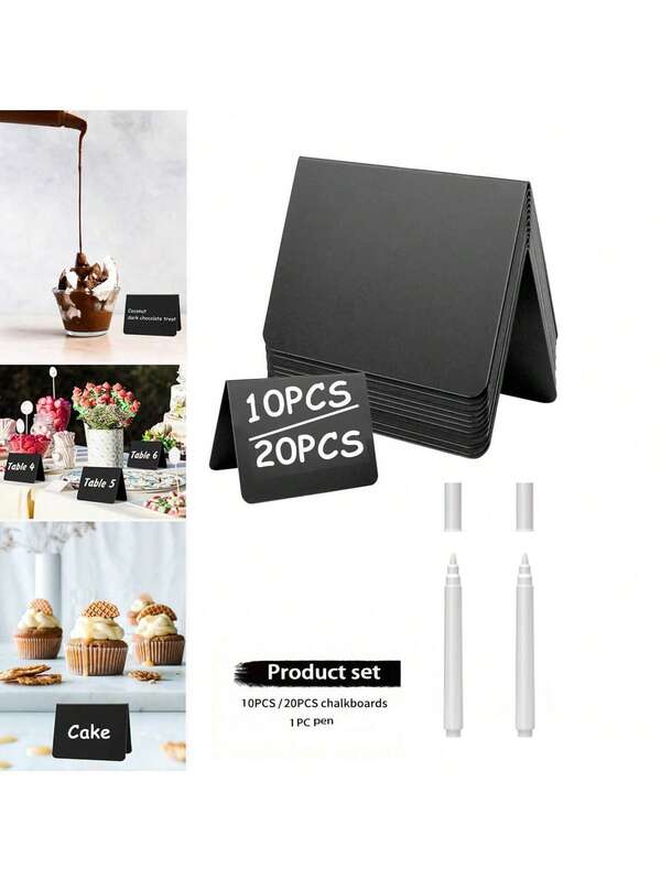 10 piezas/20 piezas Tarjetas de escritorio en forma de V + 2 bolígrafos, señalización de escritorio de PVC, etiquetas de precio en forma de V, etiquetas de plástico, tarjetas de pizarra de escritorio reutilizables, adecuadas para identificación de bodas, números de mesa, tarjetas de mesa de bufé, etiquetas de precio, tableros de mensajes, letreros escritos a mano para panadería/pastelería + 2 bolígrafos de pizarra