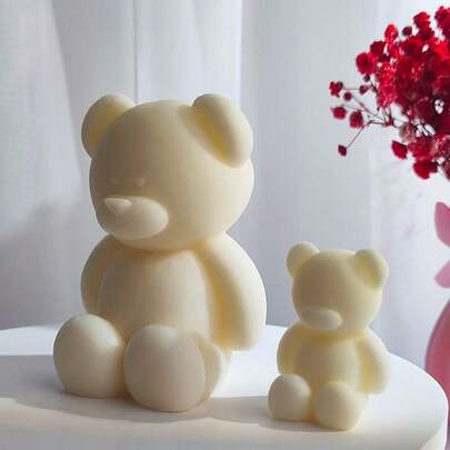 1개 귀여운 곰 모양 양초 몰드, 실리콘 양초 만들기 몰드, 장식용 촛대, 발렌타인 데이, 생일을 위한 로맨틱 선물
