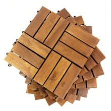 30Pcs Plastic Interlocking Deck Tiles, Solid Acacia Deck Tiles 12''x12''Interlocking Flooring Tiles Checker Pattern ,Patio Floor Decking Tiles For Balcony Decor Backyard - 棕色 - 查看 9