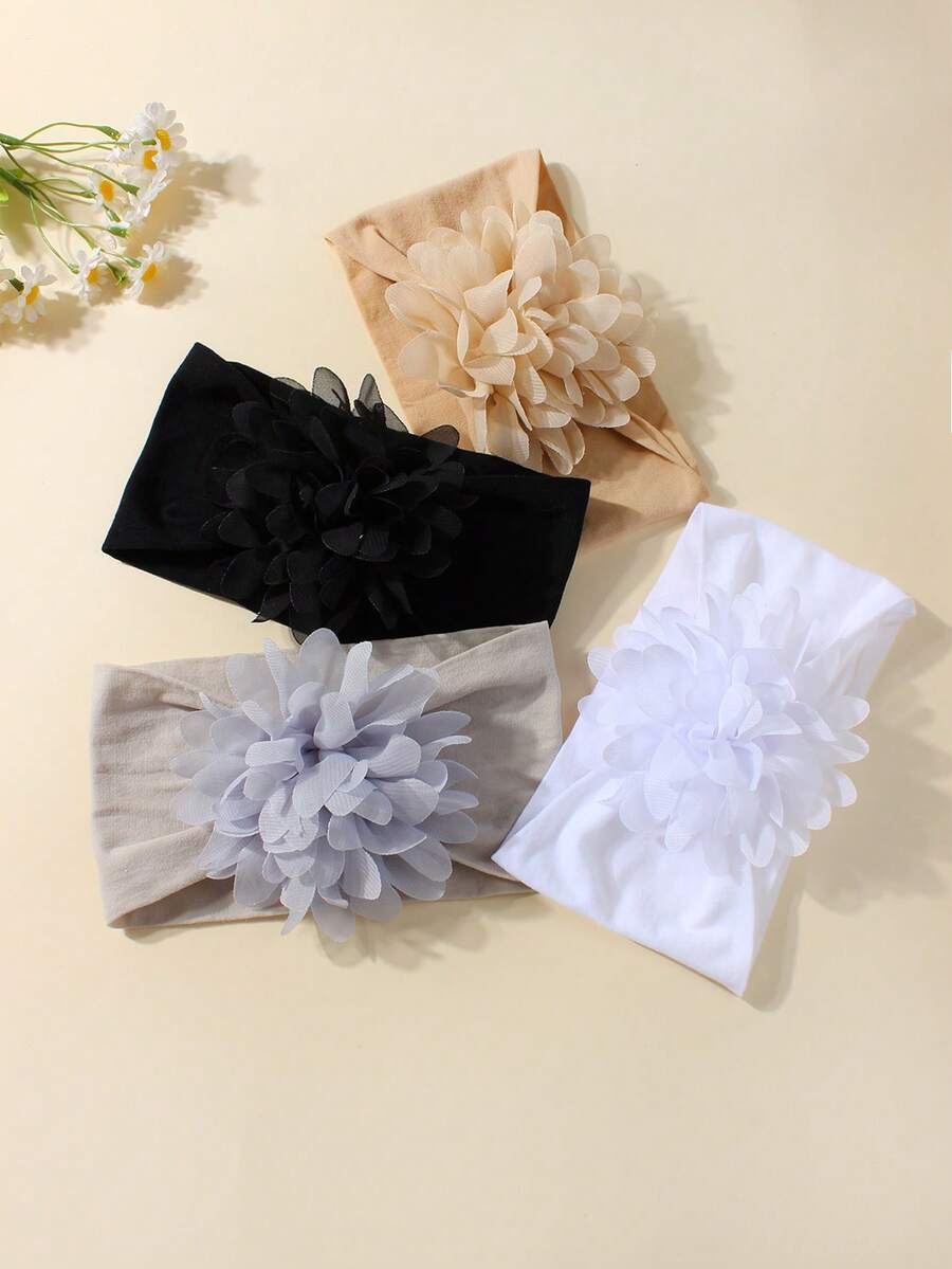 4pcs Soft & Skin-Friendly Cute Infant Headband Set, Suitable For Daily Use In All Seasons - Multicolor - View 1