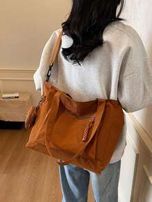 Túi Tote Unisex Dung Tích Lớn Có Ví Đựng Tiền Xu 1 Chiếc Phong Cách Hàn Quốc Mới Phong Cách Đại Học Học Sinh Trung Học Cơ Sở Túi Đeo Chéo Túi Đeo Vai Túi Vải Túi Đeo Chéo, Túi Nữ Có Túi 10 Xu, Túi Đi Học Đi Mua Sắm, Kỳ Nghỉ, Túi Tote Thời Trang Có Khóa Kéo, Túi Tote Đi Học Lớn, Nhiều Ngăn, Hoàn Hảo Cho Bãi Biển, Trường Học, Công Sở & Sử Dụng Hàng Ngày - trái cam - Xem 2