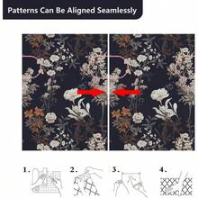 Floral Peel And Stick Wallpaper Vintage Floral Contact Paper 16.1inchx118.1inch Boho Flower Removable Wallpaper Dark Flower Self Adhesive Contact Paper Cabinets And Drawer Vinyl Roll - 16.1 英寸 x 118.1 英寸 - 查看 5