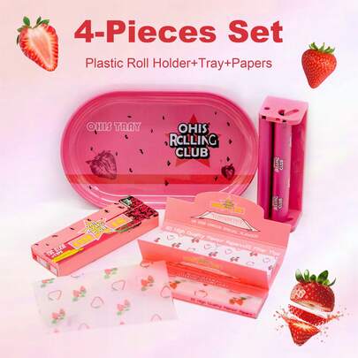 Set accessori per fumo mini carino, include vassoio per sigarette mini 13*8cm, arrotolatore di sigarette in plastica da 78mm, cartine per sigarette da 78mm (2 fogli), portatile per feste, viaggi, regalo per amici, Ognissanti, Natale