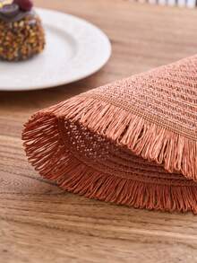 1/4/6/12 件波西米亚风格纸质圆形餐垫，防滑编织杯垫，适用于碗、盘子、杯子，适合节日、派对、生日、婚礼、晚宴、咖啡桌、家居装饰、秋冬季（注意：材质为纸，不可水洗） - 橘色 - 查看 6