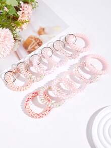 1pc/7pcs Small And Convenient Bright Surface Colorful Spring Wrist Coil Keychain, Coil Bracelets Keychain, Coil Keychain, Stretchable Spiral Bracelet Wrist Coil Key Chains School Car Accessories Cute Goth Y2k Bag Accessories Lanyards With Id Holder Car Accessories Bag Charms Car Teacher Friend Sister Gift Ideas - Multicolor - View 3