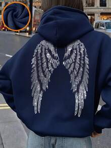 1pc Tween Girl Casual Printed Pullover Sweatshirt, Thermal Lined, Long Sleeve, Autumn/Winter Student Clothing