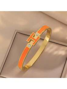 1pc 18K Gold Plated Women's H-Shaped Bracelet, Exquisite Jewelry Bracelet, Best Gift For Ladies On Easter, Christmas, Mother's Day (No Gift Box) - Letter H - View 15