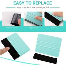 - Escobilla de goma de vinilo de fieltro de vinilo, 2 piezas, juego de herramientas de raspador para manualidades, envoltura de coche, ventana, papel pintado de vidrio - Verde azulado y morado - Ver 2