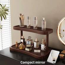 双层置物架,优雅收纳架,适用于化妆品、香水和护肤品,非常适合浴室、厨房和办公桌,带有独立的封闭式储物隔层。 - 棕色的 - 查看 6