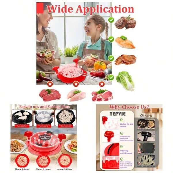 Chicken Shredder Twist Large, Multifunctional Chicken Breast Shredder With BrushFood TongOnion Holder Slicing, Meat Shredder Chicken Breast, Pork And Vegetable Black