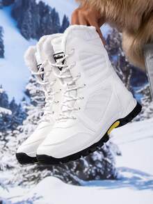 Women's Outdoor Casual Sports Boots, Lace-Up High-Top Boots, Warm Snow Boots, Mid-Calf Winter Shoes