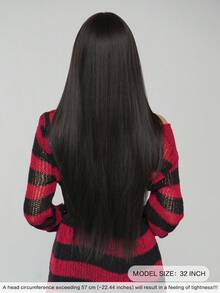 AKAKO 女士超长分层乌黑假发 - 蓬松合成假发，带刘海，自然外观耐热纤维假发，深色哥特式时尚假发，适合日常派对、情人节音乐节和万圣节角色扮演使用 32 英寸 - 自然黑 - 查看 2