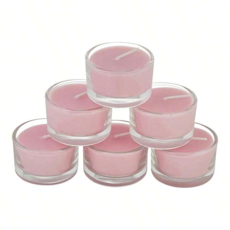 6Pcs Vegetable Wax Scented Candle Set - Pink (Blossom) - View 1