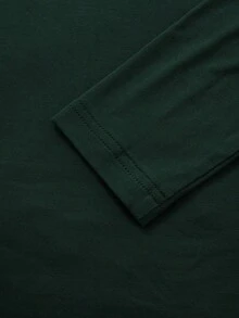 Áo lót nữ cơ bản, tối giản, kiểu dáng cổ điển, họa tiết đồng xu, thanh lịch, tay dài, cổ cao, thích hợp mặc mùa thu xuân. - Màu xanh lá cây đậm - Xem 6