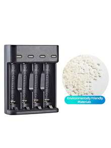 4槽USB AA/AAA电池充电器，高电流快速充电，绿色LED充满电指示灯，过充保护，≤36V工作电压，USB供电（不含电池）（包含31个国家/地区的用户指南）