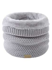 1件装冬季腈纶保暖围脖，带保暖内衬，小珠子设计，高领，加厚针织单圈颈套，适合日常使用 - 1pc - 查看 11