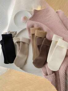 20 Pairs Of Women's Earth Color Snow Socks, Autumn And Winter Vertical Mid-Tube Socks, Fluffy Socks, And Warm Floor Socks With Wool Thickening, Suitable For Everyday Wear And Various Occasions,Random Color