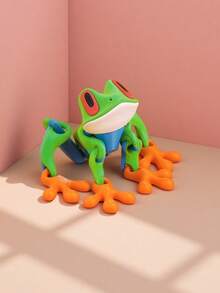 1 件 3D 打印发光磁性青蛙铰接式小雕像 - 汽车仪表板、冰箱、汽车中控台装饰配件、3D 打印磁性青蛙可移动关节模型工艺品、冰箱磁铁 - 年轻人的热门节日礼物 - 彩色 - 查看 7