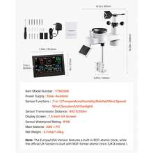 7-In-1 Wireless Weather Station, 7.5-Inch VA Display, Solar Powered Outdoor Sensor, Rain Gauge, Indoor Outdoor For Weather Forecast, Temperature, Humidity, Wind Speed And Direction (No WiFi) - Xem 6