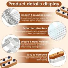 3/6/12/24 قطعة من أطواق الفطائر البيضاوية، قوالب أطواق الفطائر المثقبة، أطواق كيك الموس المصنوعة من الفولاذ المقاوم للصدأ والغير لاصقة، قوالب فطائر الفاكهة الصغيرة، لخبز الموس والكيك الجبني والمافن والفطائر والحلويات