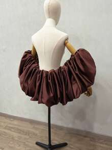 新娘可拆卸缎面夸张泡泡袖肩披，适合拍照，婚礼配饰，女士秋季服装 - 彩色 - 查看 27