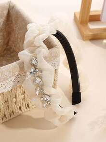 派对三件套发饰套装，包括水钻、荷叶边和布艺发箍，适合女性佩戴，包含头饰、发带和发圈等。 - 彩色 - 查看 7
