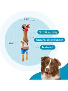 Outward Hound By Charming Pet Squawkers Earl Latex Squeaky Rubber Chicken Dog Toy, Funny Interactive Holiday Toy Dogs, Large Size - Bá tước Giáng sinh - Xem 4