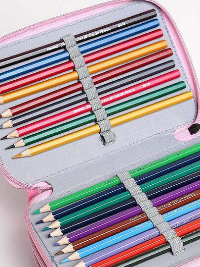 1 علبة أقلام سوداء كبيرة، 72 فتحة، 4 طبقات سعة كبيرة، مناسبة لأقلام الألوان المائية والأقلام الحبرية والفرش والأقلام الجيلية، صندوق تخزين القرطاسية، هدية قرطاسية للطلاب عند العودة للمدرسة